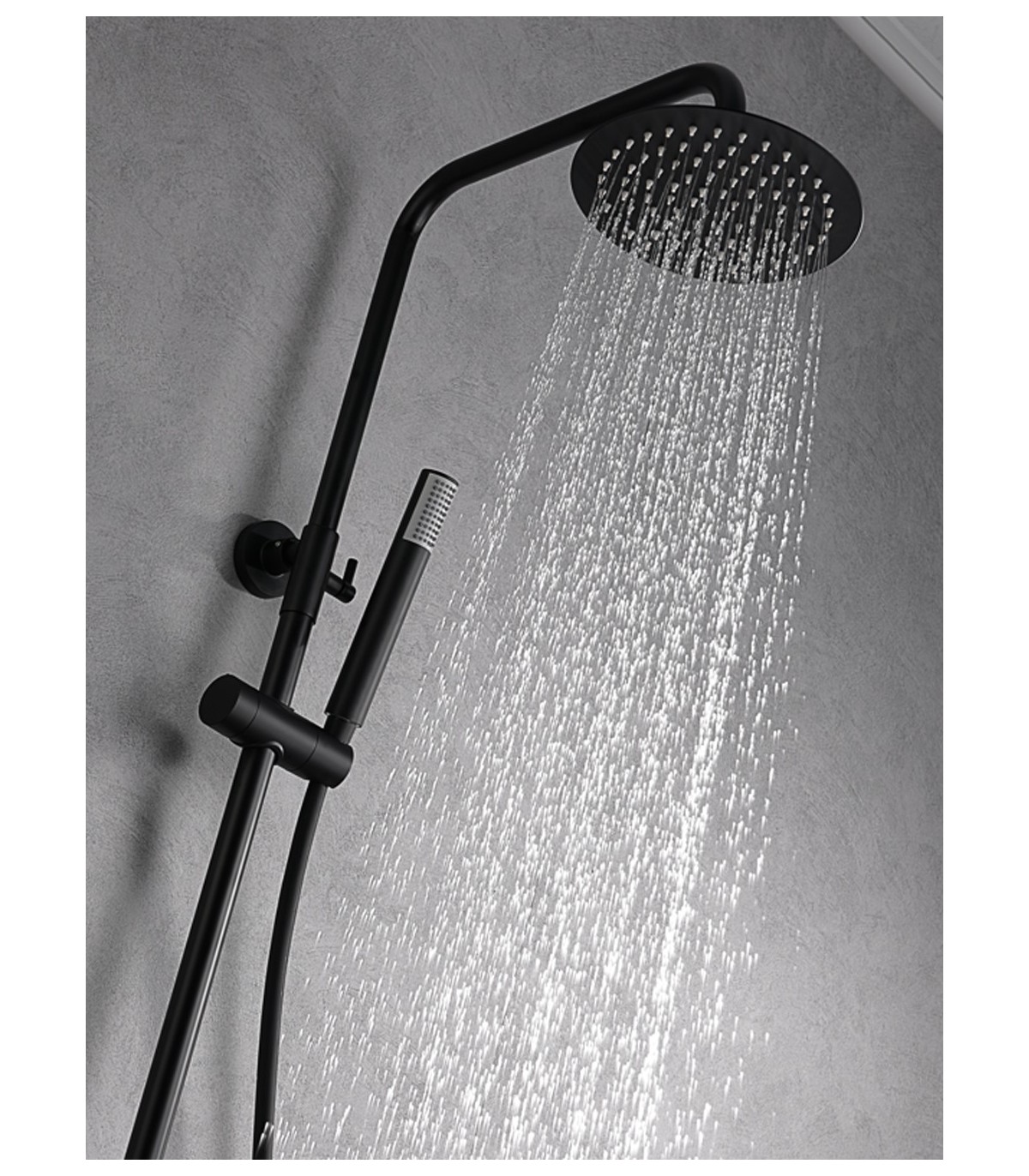 Barra de ducha monomando extensible de acero inoxidable con acabado negro  metalizado Line Imex